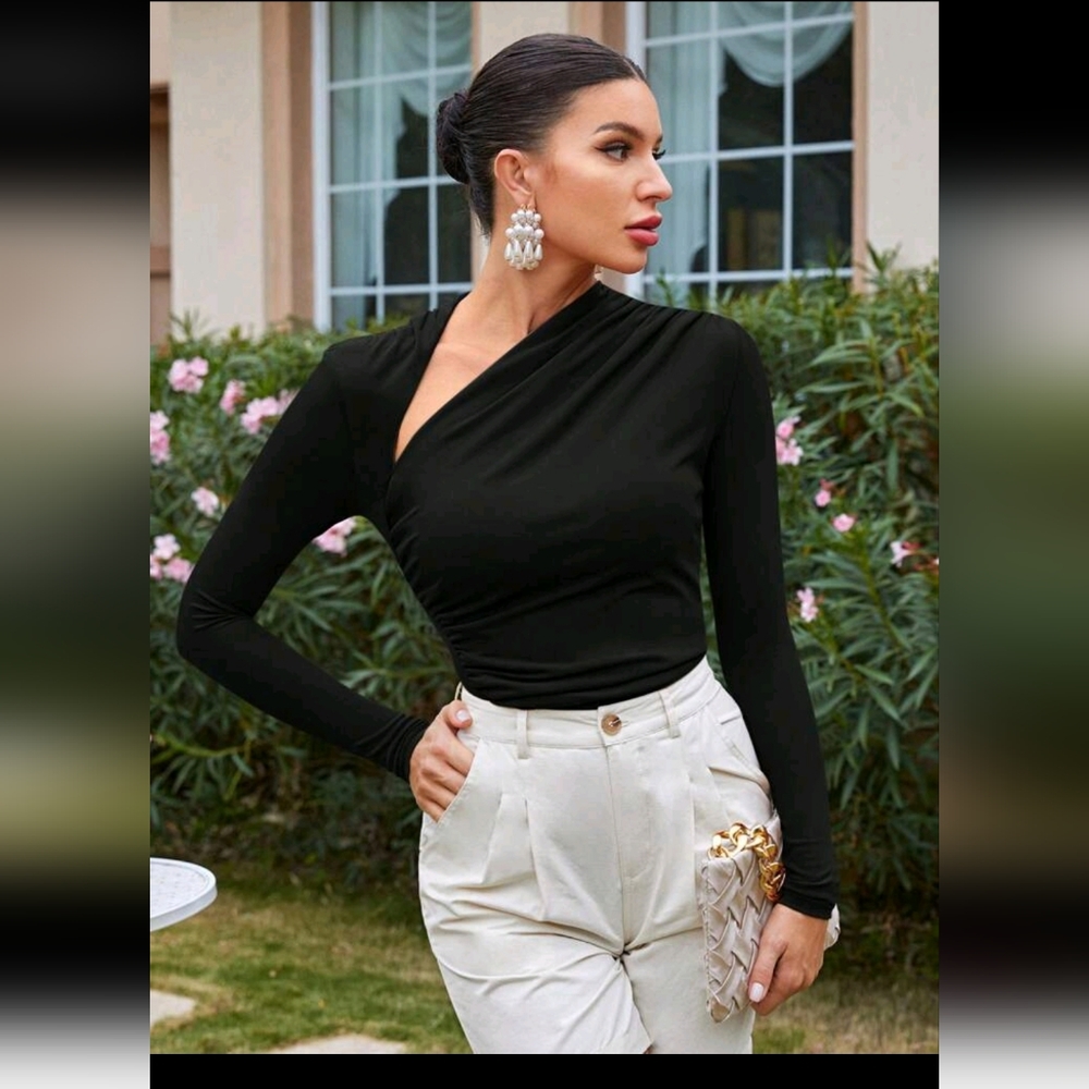 Black Asymmetrical Neckline